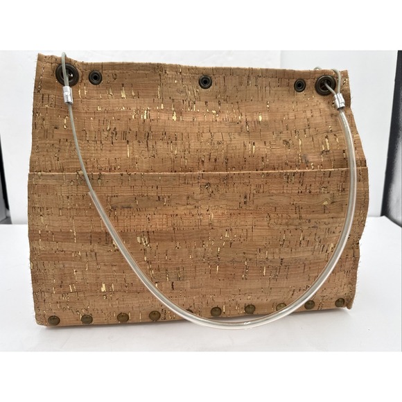 Hardware by Renee Handcrafted Cork Screw Handbag Metal Wire Handles Wood Base - Picture 5 of 9